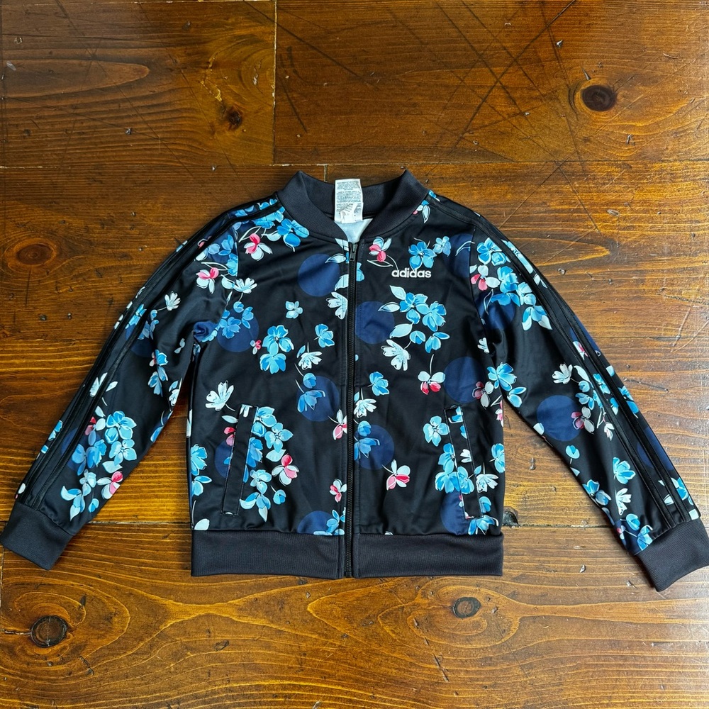 Adidas Floral Full Zip‎ Track Jacket- Girls Medium